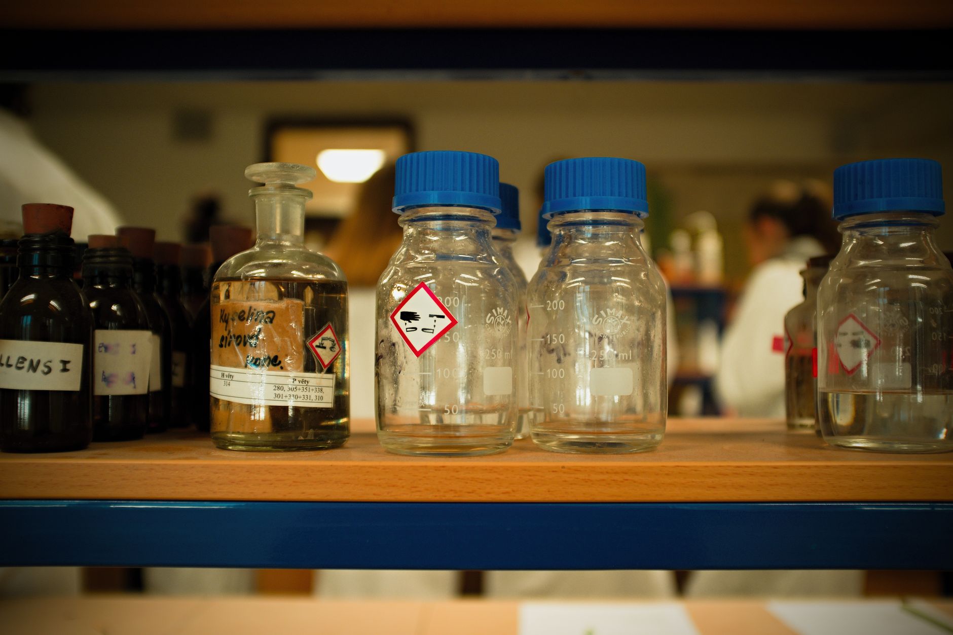 glass jars on shelf