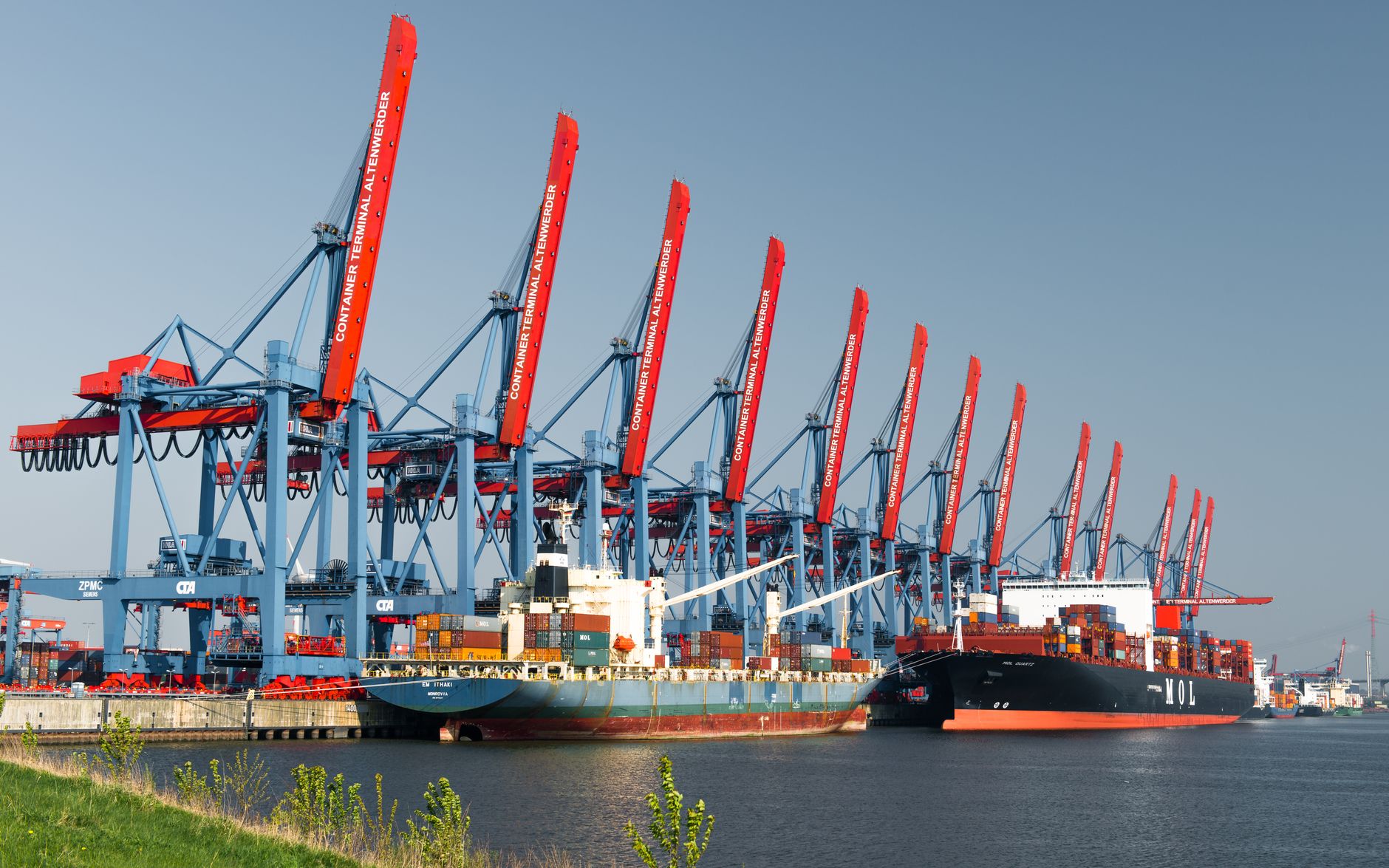 cargo shipping at hamburg container terminal